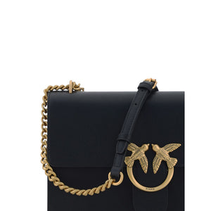 PINKO Black Calf Leather Bos Taurus Shoulder Bag