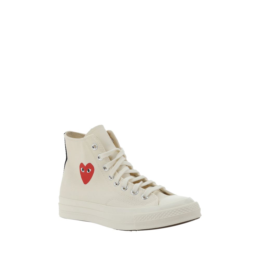 Comme Des Garçons Play x Converse White Rubber High Top Sneakers