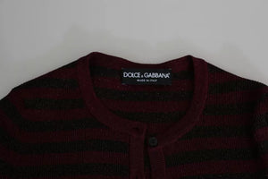 Dolce & Gabbana Black Red Striped Womens Cardigan Sweater