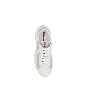 Prada White Calf Leather Bos Taurus Low Top Sneakers