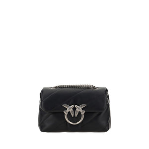 PINKO Black Calf Leather Bos Taurus Shoulder Bag