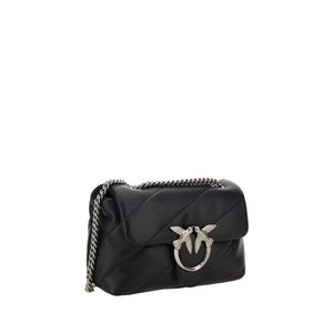 PINKO Black Calf Leather Bos Taurus Shoulder Bag