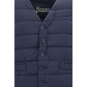 Herno Blue Polyamide Sleveless Jacket