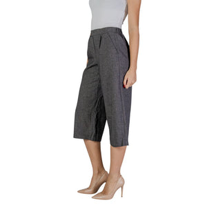 Vero Moda Black And White Polyester Cropped Pants