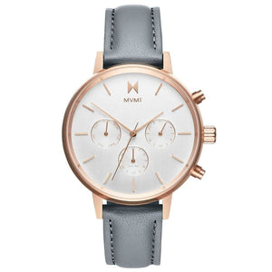 MVMT Gray Leather Dress Watch