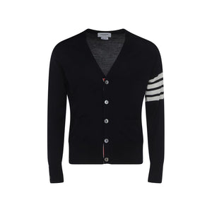Thom Browne Blue Fleece Wool Cardigan