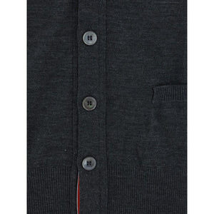 Thom Browne Gray Fleece Wool Cardigan