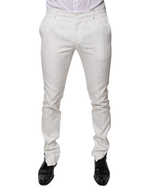 Dolce & Gabbana White Cotton Tapered Formal Dress Pants