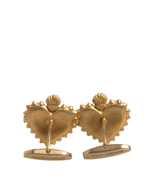 Dolce & Gabbana Gold 925 Sterling Silver DG Heart Cufflink