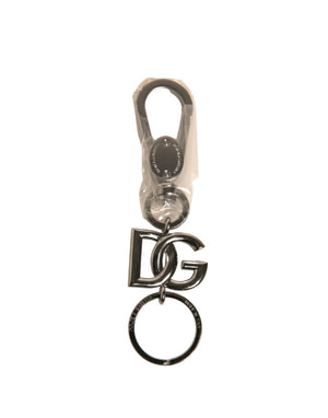 Dolce & Gabbana Silver Brass DG Logo Keychain Metal Ring Keyring
