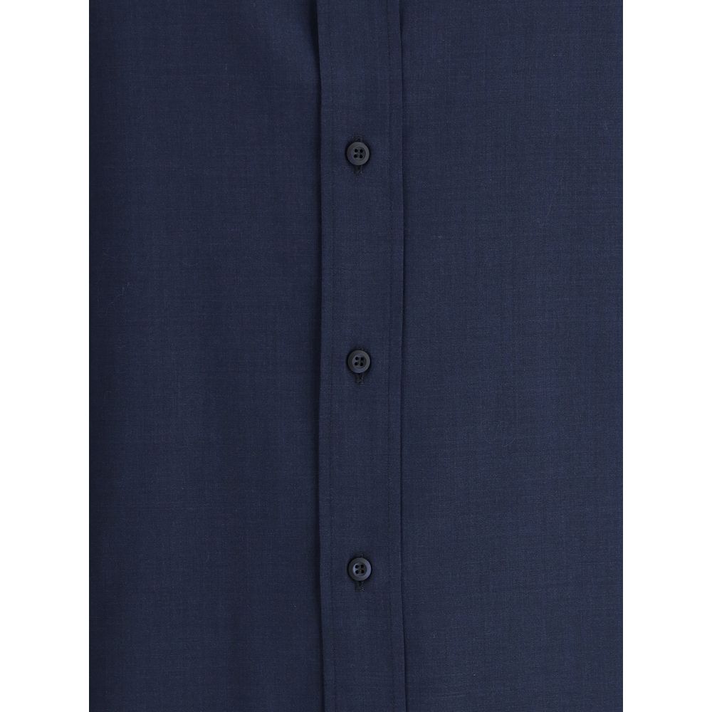 Brunello Cucinelli Blue Cotton Shirt