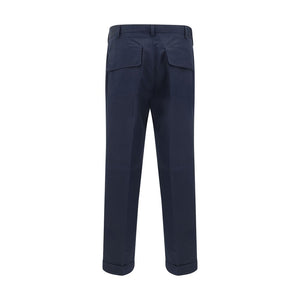 Germano Blue Cotton Casual Pants