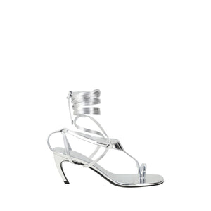 The Attico Silver Calf Leather Bos Taurus Flip-Flop Sandals