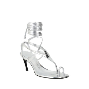 The Attico Silver Calf Leather Bos Taurus Flip-Flop Sandals