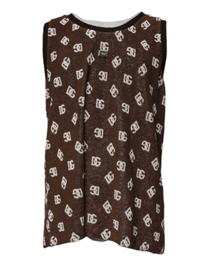 Dolce & Gabbana Brown Logo Monogram Cotton Crew Neck T-shirt