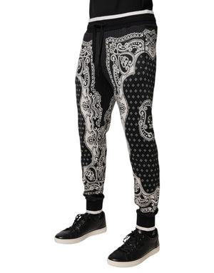 Dolce & Gabbana Black Bandana Cotton Jogger Pants