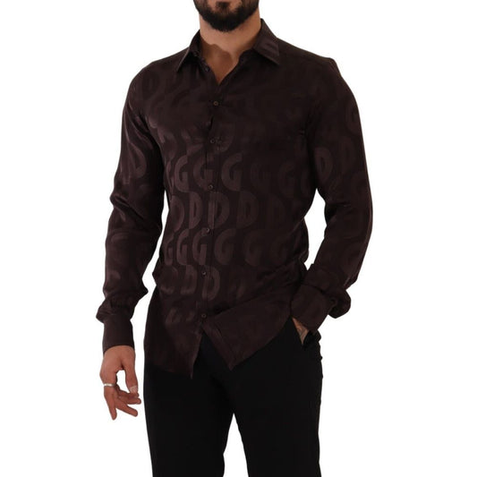Dolce & Gabbana Bordeaux Silk Pattern Shirt