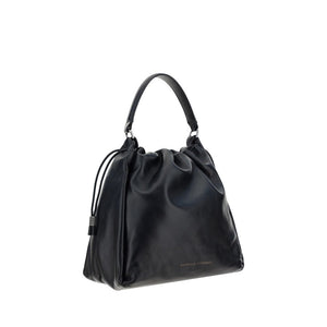 Brunello Cucinelli Black Calf Leather Bos Taurus Shoulder Bag