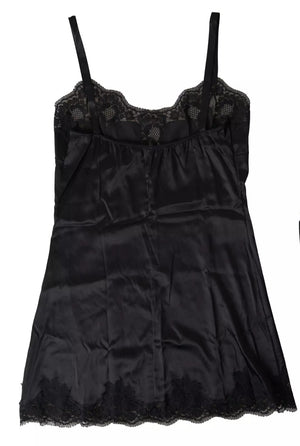 Dolce & Gabbana Black Lace Silk Sleepwear Camisole Top Underwear