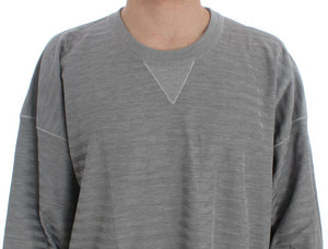 Dolce & Gabbana Gray Crewneck Pullover Silk Sweater