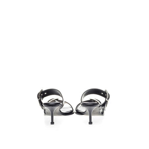 Alexander McQueen Black Leather Stiletto Heel Sandals