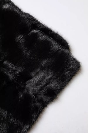 Dolce & Gabbana Black Fur Shawl Neck Wrap Cover Collar Scarf