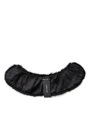 Dolce & Gabbana Black Fur Shawl Neck Wrap Cover Collar Scarf
