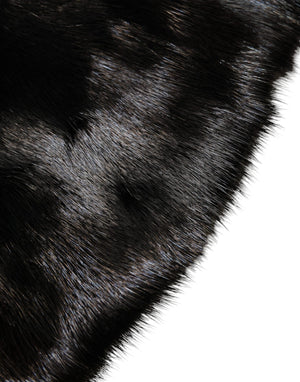 Dolce & Gabbana Black Fur Shawl Neck Wrap Cover Collar Scarf