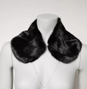 Dolce & Gabbana Black Fur Shawl Neck Wrap Cover Collar Scarf