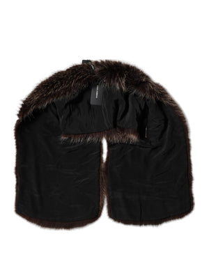 Dolce & Gabbana Brown Raccoon Fur Neck Warmer Winter Scarf