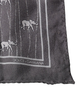 Dolce & Gabbana Brown Elephant Fantasy Handkerchief Scarf