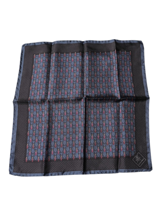 Dolce & Gabbana Dark Blue Beetle Square Handkerchief Scarf