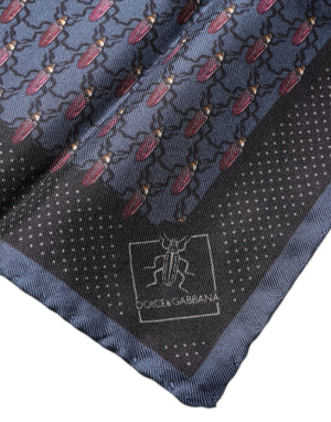 Dolce & Gabbana Dark Blue Beetle Square Handkerchief Scarf