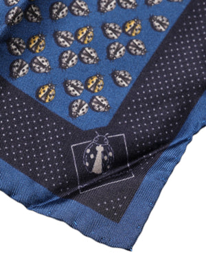 Dolce & Gabbana Blue Lady Bug Silk Square Handkerchief Scarf