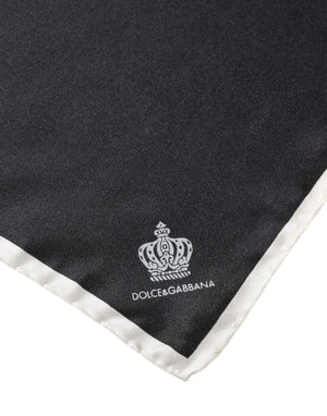 Dolce & Gabbana Black Crown Logo Square Handkerchief Scarf