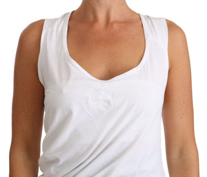 Cavalli White Top Tank CAVALLI T-Shirt Jersey