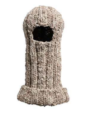 Dolce & Gabbana Beige Wool Knitted Ski Mask Balaclava Hat