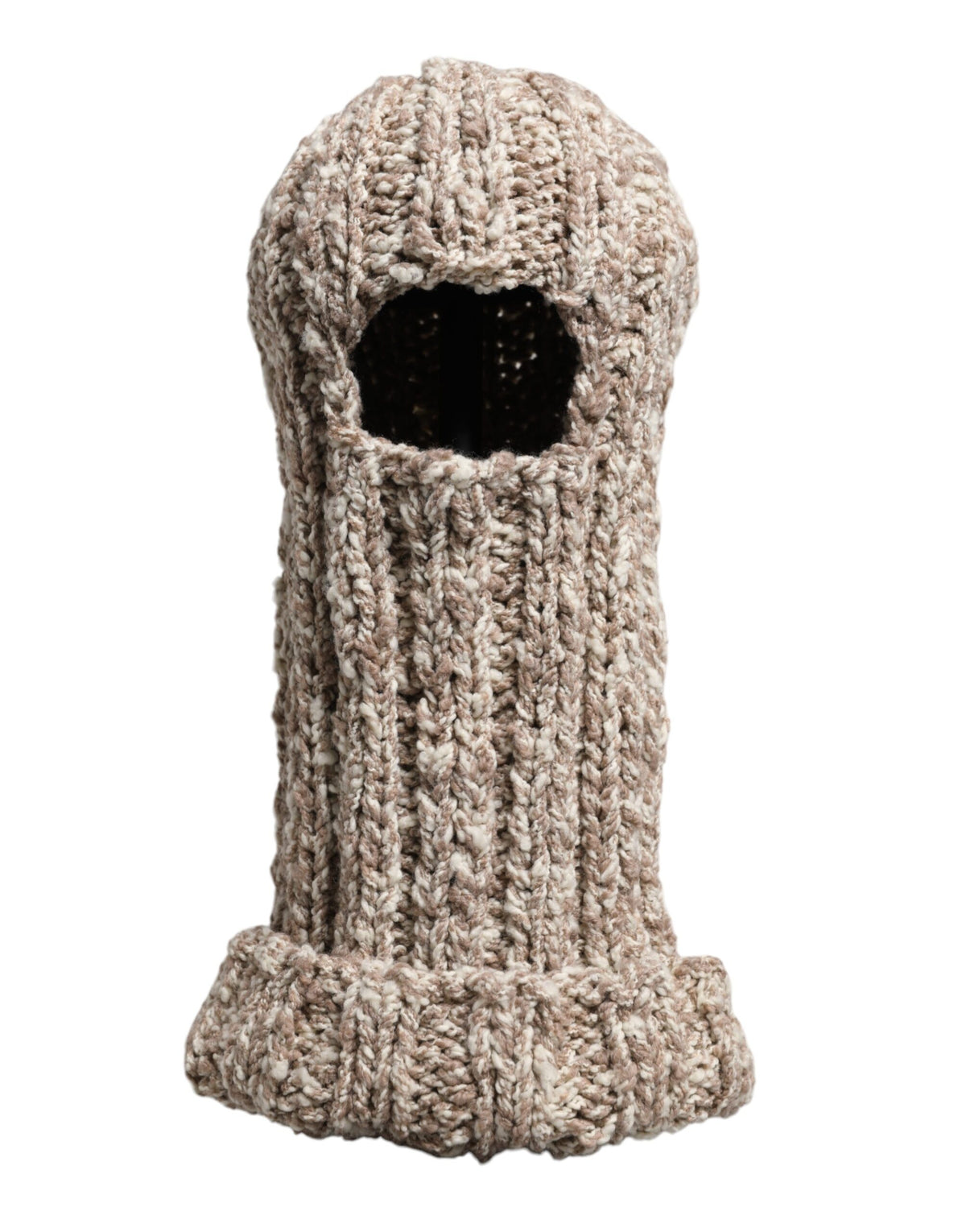 Dolce & Gabbana Beige Wool Knitted Ski Mask Balaclava Hat