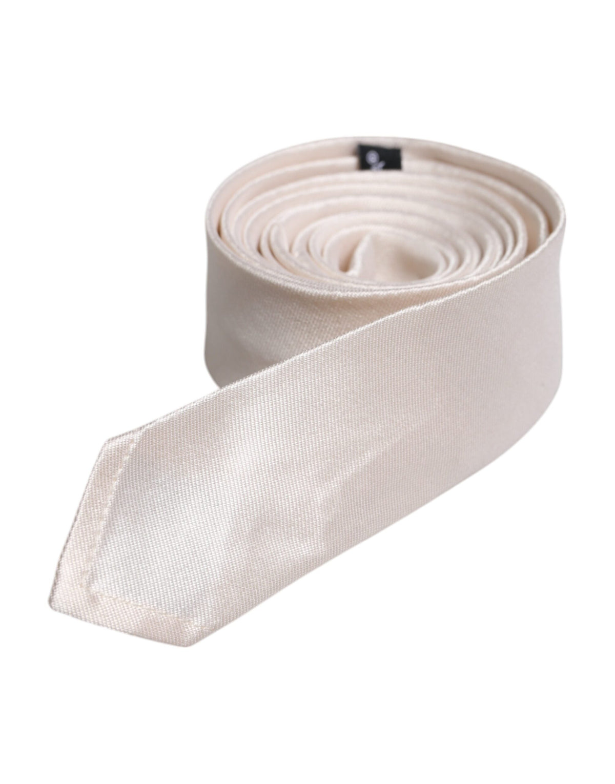 Dolce & Gabbana White Solid Silk Adjustable Necktie Tie