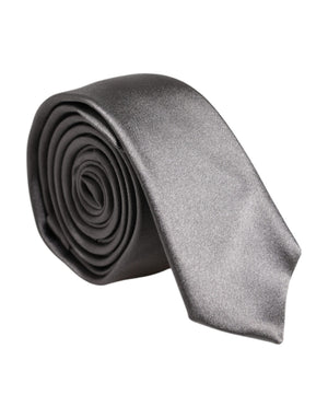 Dolce & Gabbana Metallic Silver Silk Adjustable Necktie Tie