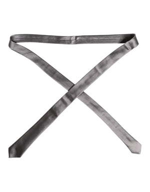 Dolce & Gabbana Metallic Silver Silk Adjustable Necktie Tie