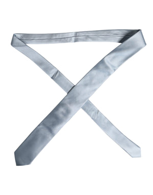 Dolce & Gabbana Light Blue Solid Silk Adjustable Necktie Tie