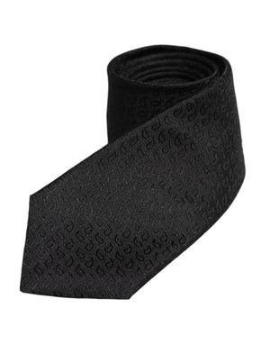 Dolce & Gabbana Black Patterned Silk Adjustable Necktie Tie