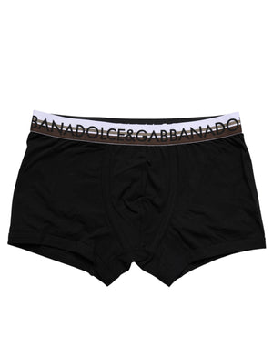 Dolce & Gabbana Black Cotton Stretch Regular Boxer Underwear