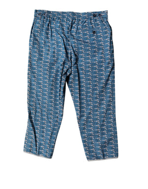 Dolce & Gabbana Blue Shark Print Cropped Beachwear Swimwear