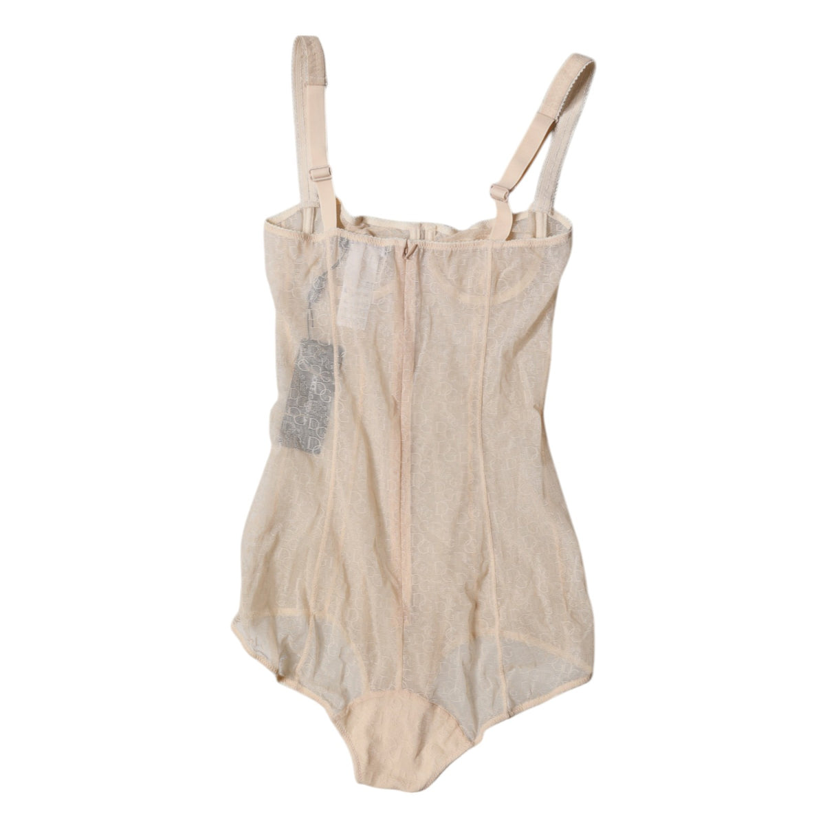 Dolce & Gabbana Beige Tulle Balconette Bra Bodysuit Underwear