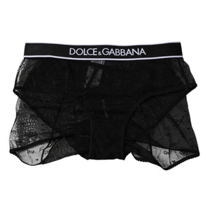 Dolce & Gabbana Black Tulle Nylon Mid Waist Panty Underwear