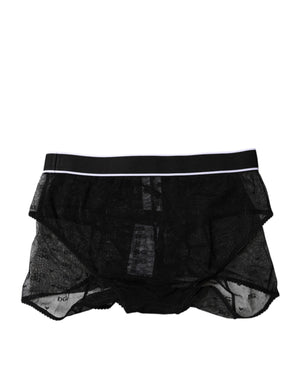 Dolce & Gabbana Black Tulle Nylon Mid Waist Panty Underwear