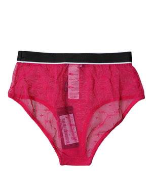 Dolce & Gabbana Fuchsia Tulle Nylon Mid Waist Panty Underwear