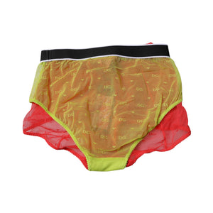 Dolce & Gabbana Red Yellow Tulle Mid Waist Panty Underwear